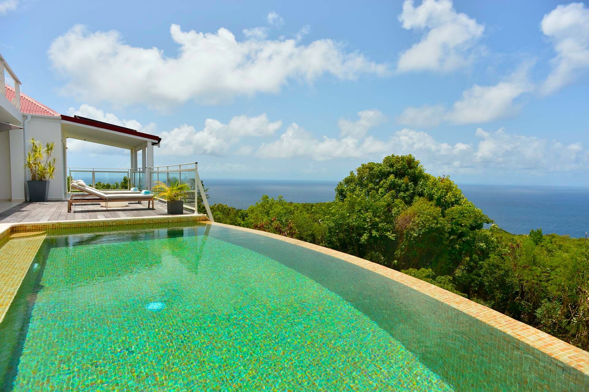 pool deck ocean view at Villa Dasha
