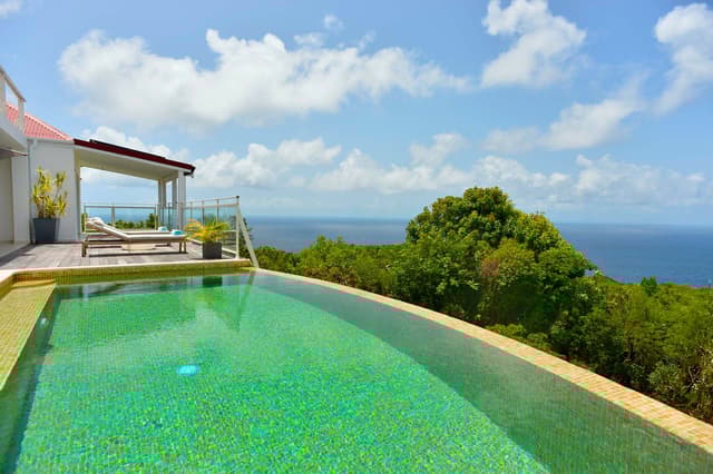 pool deck ocean view at Villa Dasha