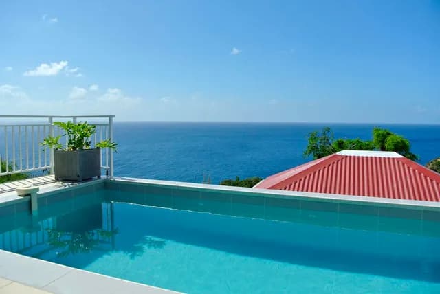 Ilets pool ocean view at Villa Gros Ilets in Lurin - St. Barts Villa Rental