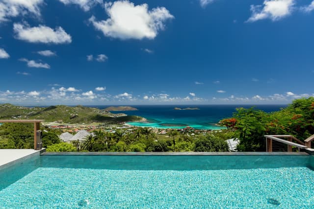 pool ocean view at Villa Krystel