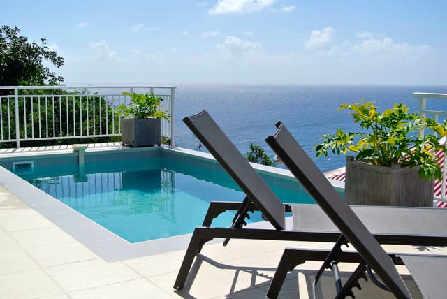 Ilets pool ocean view at Villa Gros Ilets