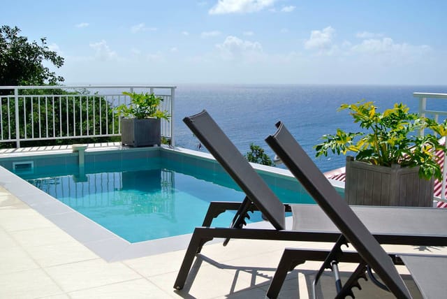 Ilets pool ocean view at Villa Gros Ilets