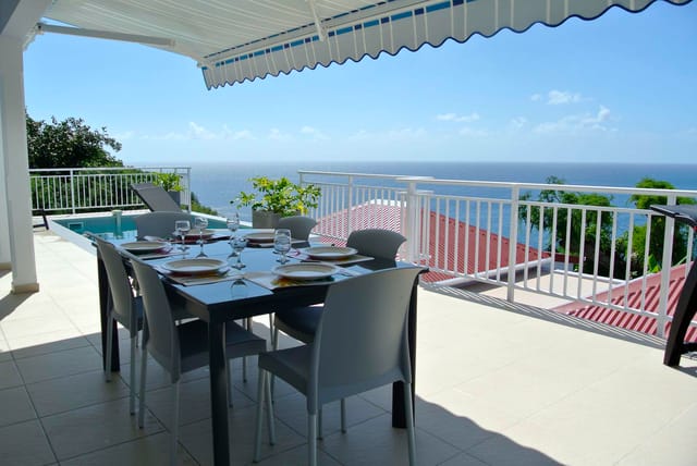Ilets terrace ocean view at Villa Gros Ilets