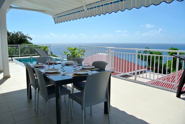 Ilets terrace ocean view at Villa Gros Ilets