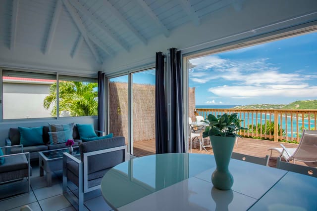 dining deck ocean view at Villa Idalia