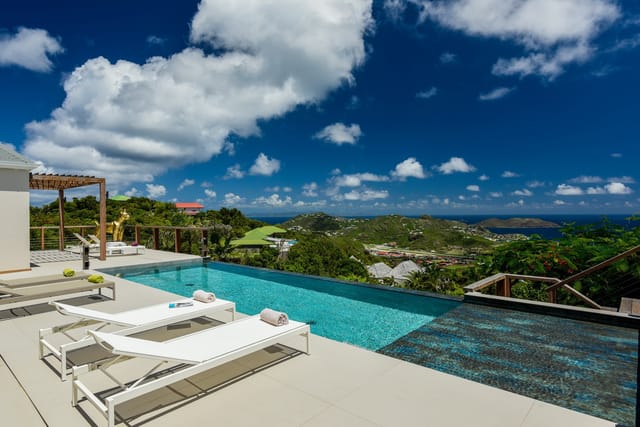 pool ocean view at Villa Krystel