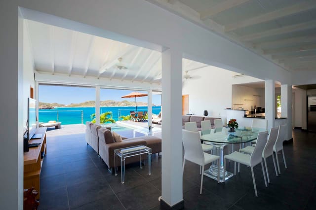 inside dining area living ocean view at Villa Mirande