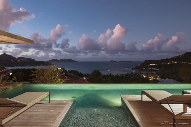 pool ocean view night at Villa Alta Rocca